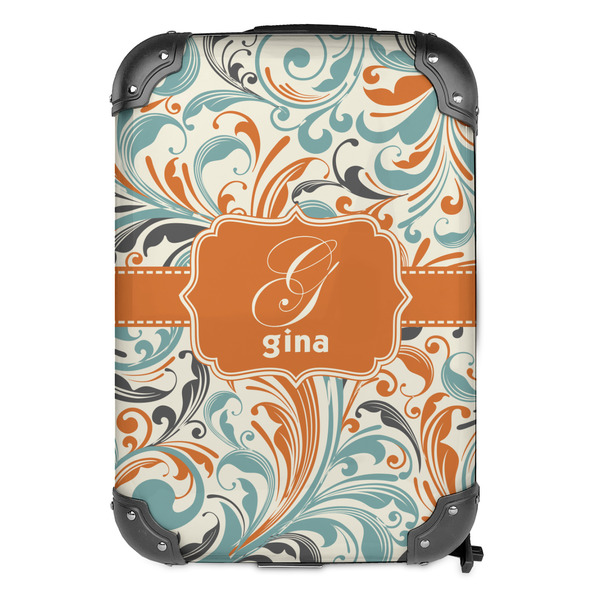 Orange & Blue Leafy Swirls 13" Hard Shell Backpacks - FRONT