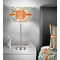 Orange & Blue Leafy Swirls 13 inch drum lamp shade - in room