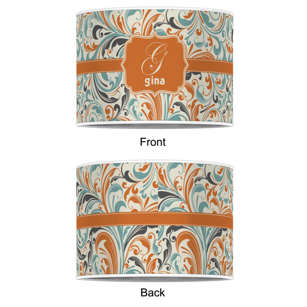 Orange & Blue Leafy Swirls 16" Drum Lampshade - APPROVAL (Poly Film)