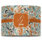 Orange & Blue Leafy Swirls 16" Drum Lampshade - FRONT (Fabric)