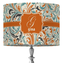 Orange & Blue Leafy Swirls 16" Drum Lamp Shade - Fabric (Personalized)