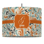 Orange & Blue Leafy Swirls Drum Pendant Lamp (Personalized)