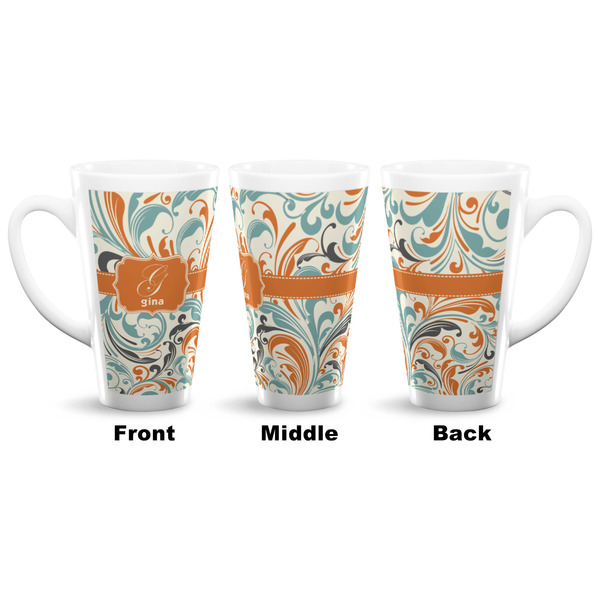 Orange & Blue Leafy Swirls 16 Oz Latte Mug - Approval