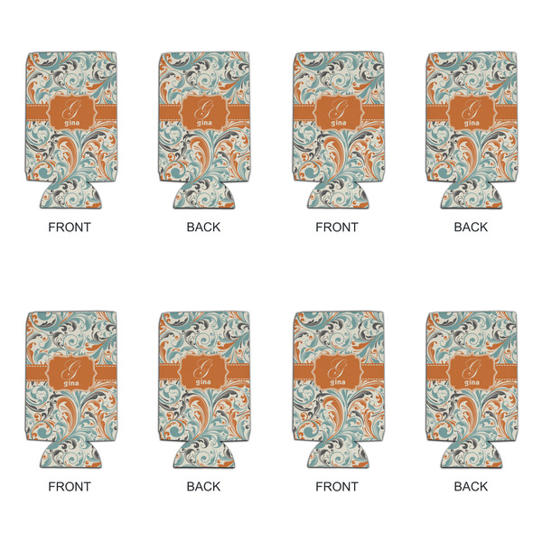 Orange & Blue Leafy Swirls 16oz Can Sleeve - Set of 4 - APPROVAL