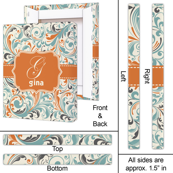 Orange & Blue Leafy Swirls 16x20 - Canvas Print - Approval