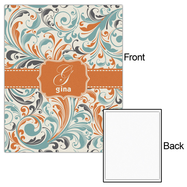 Orange & Blue Leafy Swirls 16x20 - Matte Poster - Front & Back