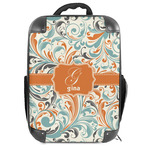Orange & Blue Leafy Swirls Hard Shell Backpack (Personalized)