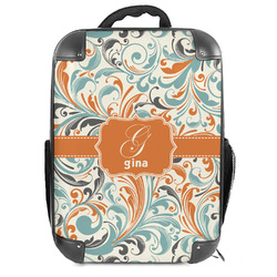 Orange & Blue Leafy Swirls 18" Hard Shell Backpack (Personalized)