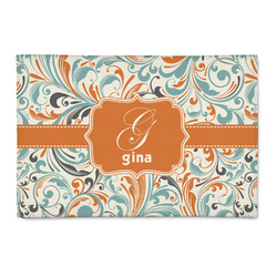 Orange & Blue Leafy Swirls 2' x 3' Indoor Area Rug (Personalized)