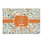 Orange & Blue Leafy Swirls Patio Rug (Personalized)