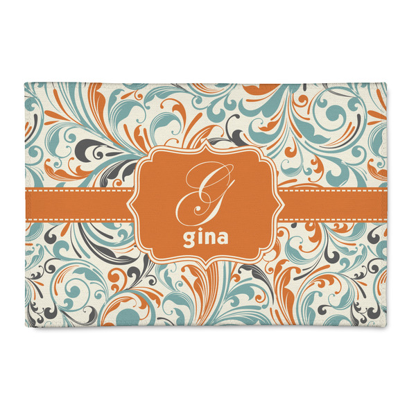 Custom Orange & Blue Leafy Swirls 2' x 3' Patio Rug (Personalized)