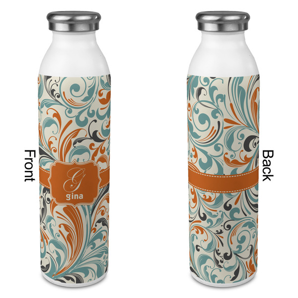 Orange & Blue Leafy Swirls 20oz Water Bottles - Full Print - Approval
