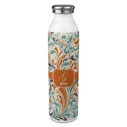 Orange & Blue Leafy Swirls 20oz Stainless Steel Water Bottle - Full Print (Personalized)