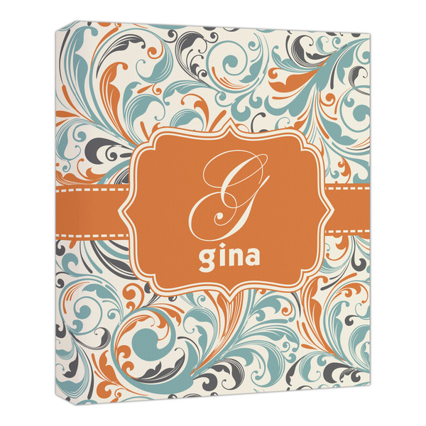 Custom Orange & Blue Leafy Swirls Canvas Print - 20x24 (Personalized)