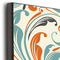Orange & Blue Leafy Swirls 20x24 Wood Print - Closeup