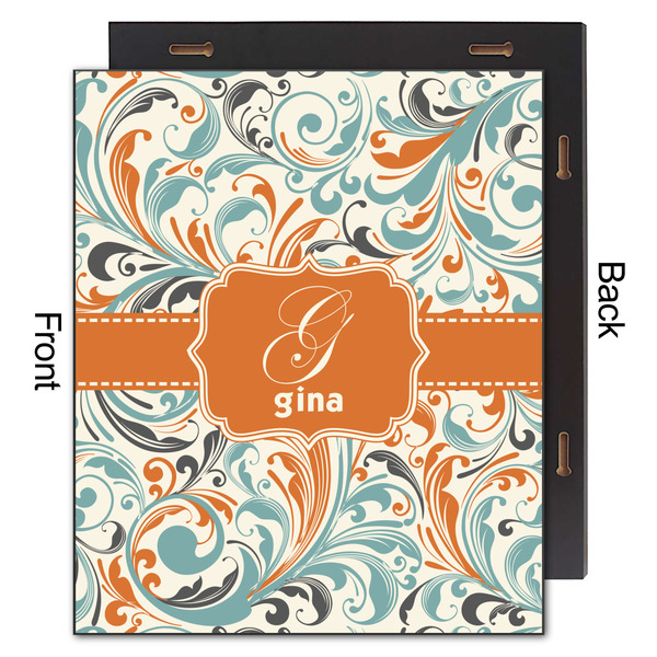 Orange & Blue Leafy Swirls 20x24 Wood Print - Front & Back View