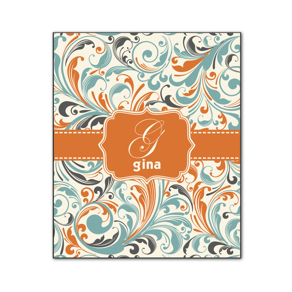 Custom Orange & Blue Leafy Swirls Wood Print - 20x24 (Personalized)