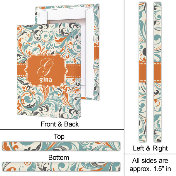 Orange & Blue Leafy Swirls 20x30 - Canvas Print - Approval