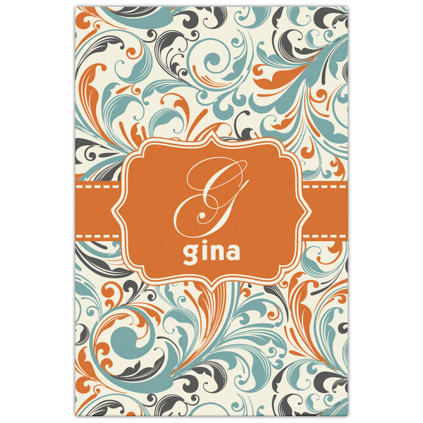 Orange & Blue Leafy Swirls 20x30 - Canvas Print - Front View