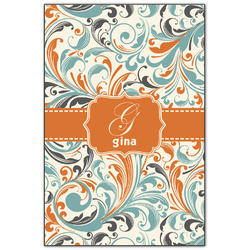 Orange & Blue Leafy Swirls Wood Print - 20x30 (Personalized)