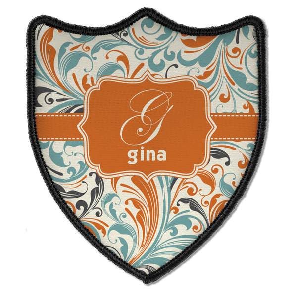 Orange & Blue Leafy Swirls 3 Point Shield