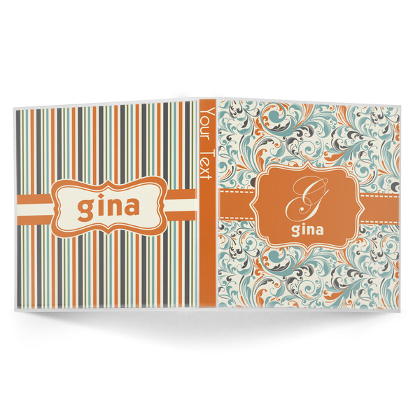 Orange & Blue Leafy Swirls 3-Ring Binder Approval- 1in