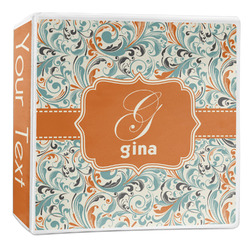 Orange & Blue Leafy Swirls 3-Ring Binder - 2 inch (Personalized)