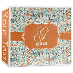 Orange & Blue Leafy Swirls 3-Ring Binder - 3 inch (Personalized)