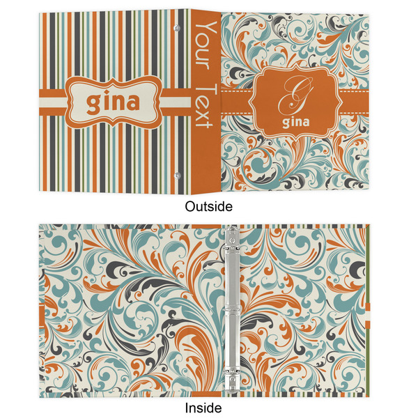 Orange & Blue Leafy Swirls 3 Ring Binders - Full Wrap - 1" - APPROVAL
