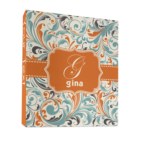 Custom Orange & Blue Leafy Swirls 3 Ring Binder - Full Wrap - 1" (Personalized)