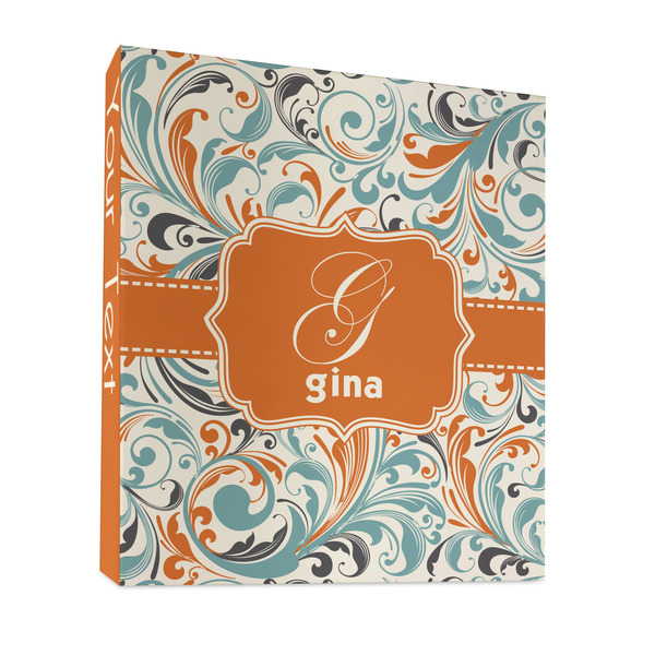 Custom Orange & Blue Leafy Swirls 3 Ring Binder - Full Wrap - 1" (Personalized)