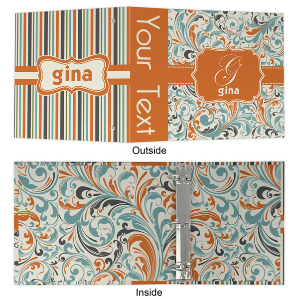 Orange & Blue Leafy Swirls 3 Ring Binders - Full Wrap - 2" - APPROVAL