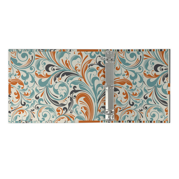 Orange & Blue Leafy Swirls 3 Ring Binders - Full Wrap - 2" - OPEN INSIDE