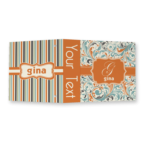 Orange & Blue Leafy Swirls 3 Ring Binders - Full Wrap - 2" - OPEN OUTSIDE