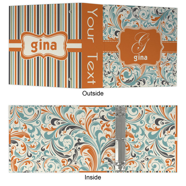 Orange & Blue Leafy Swirls 3 Ring Binders - Full Wrap - 3" - APPROVAL