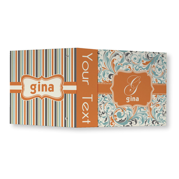 Orange & Blue Leafy Swirls 3 Ring Binders - Full Wrap - 3" - OPEN OUTSIDE