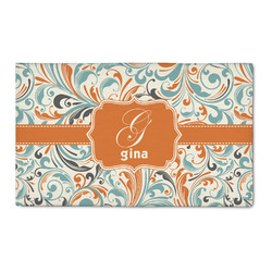 Orange & Blue Leafy Swirls 3' x 5' Patio Rug (Personalized)