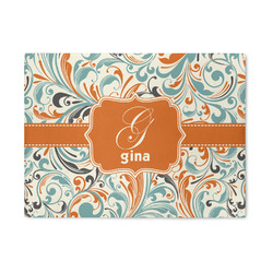 Orange & Blue Leafy Swirls 5' x 7' Patio Rug (Personalized)