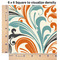 Orange & Blue Leafy Swirls 6x6 Swatch of Fabric