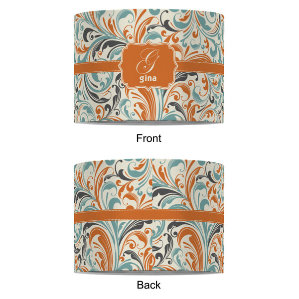 Orange & Blue Leafy Swirls 8" Drum Lampshade - APPROVAL (Fabric)
