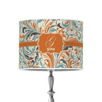 Orange & Blue Leafy Swirls 8" Drum Lamp Shade - Poly-film (Personalized)