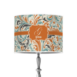 Orange & Blue Leafy Swirls 8" Drum Lamp Shade - Poly-film (Personalized)