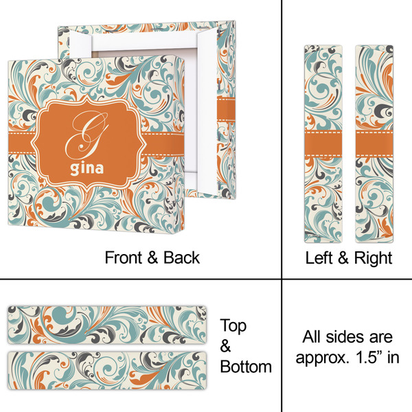 Orange & Blue Leafy Swirls 8x8 - Canvas Print - Approval