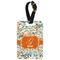Orange & Blue Leafy Swirls Metal Luggage Tag w/ Name and Initial