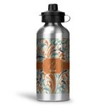 Orange & Blue Leafy Swirls Water Bottle - Aluminum - 20 oz (Personalized)
