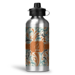 Orange & Blue Leafy Swirls Water Bottles - 20 oz - Aluminum (Personalized)