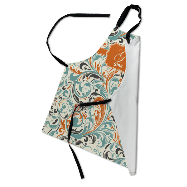 Orange & Blue Leafy Swirls Apron - Folded