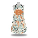 Orange & Blue Leafy Swirls Apron w/ Name and Initial