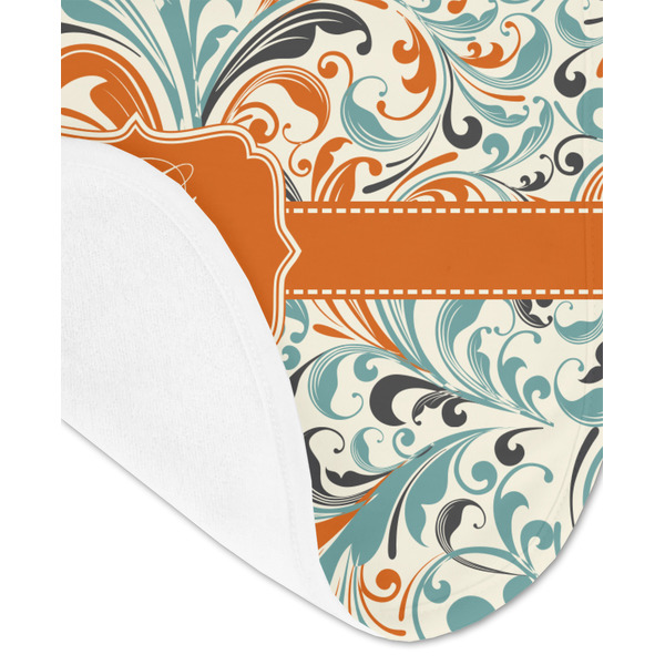 Orange & Blue Leafy Swirls Baby Bib - AFT detail