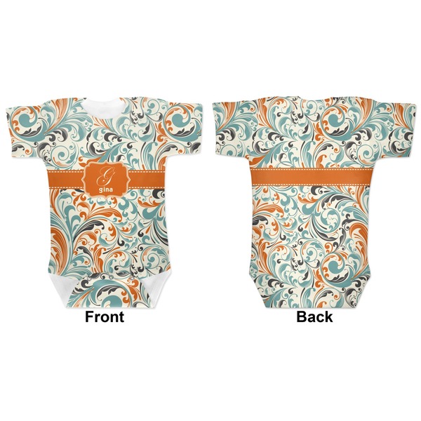 Orange & Blue Leafy Swirls Baby Bodysuit Approval